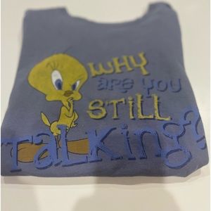 Vintage Tweety T-Shirt Size XXL. Gray and yellow “Why are you still talking?”